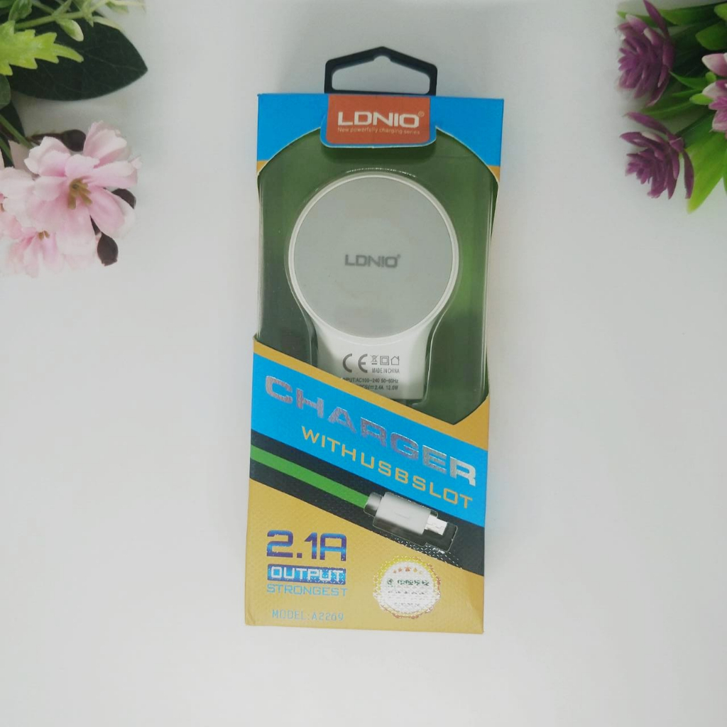 A2269 LDNIO 2usb original 2in1 Fullset Charger Micro USB For Samsung  OPPO vivo realme xiaomi 2.1A strongest PROMO SEN