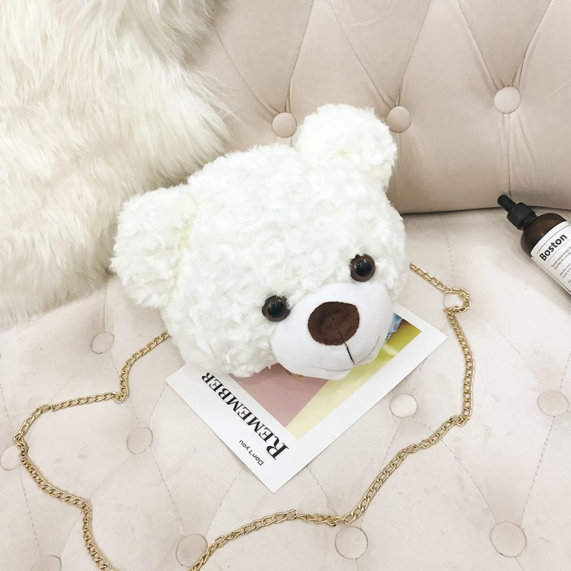 HEAD BEAR Tas Selempang Wanita Boneka Beruang Kepala Teddy Sling Bag Bahu Korea Bulu Wanita Remaja Cute Lucu Imut Gemoy Slingbag Korean Style (RSL) NR