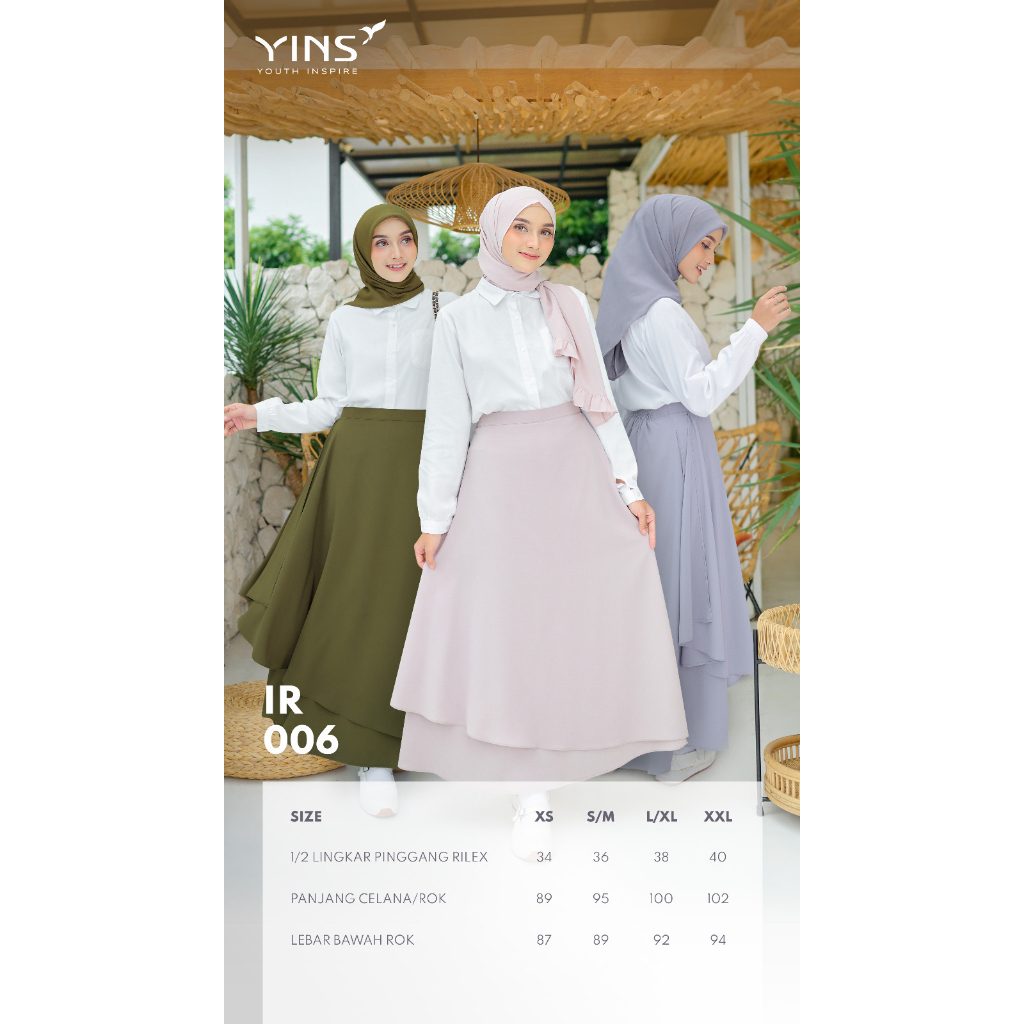 INSPIRE ROK IR 06 BAHAN KHOSIBO BAWAHAN ROK SIMPLE BERLAYER OUTFIT CASUAL OOTD MUSLIMAH