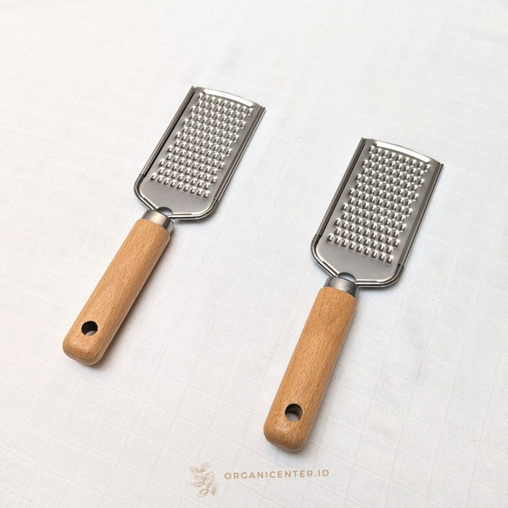 Parutan Keju Gagang Kayu Estetik Cheese Grater Wooden Handle Stainless Steel