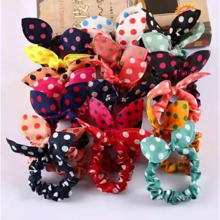 ^ KYRA ^ Ikat Rambut Pita Scrunchie Ala Korea Aksesoris Rambut Imut Lucu Karakter Kuromi Melody Kepang