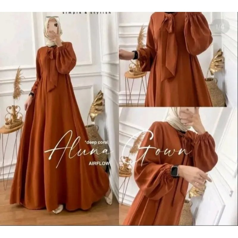 ALUNA GROW DRESS CRINCLE // GAMIS MUSLIMAH CRINCLE AIRFLOW