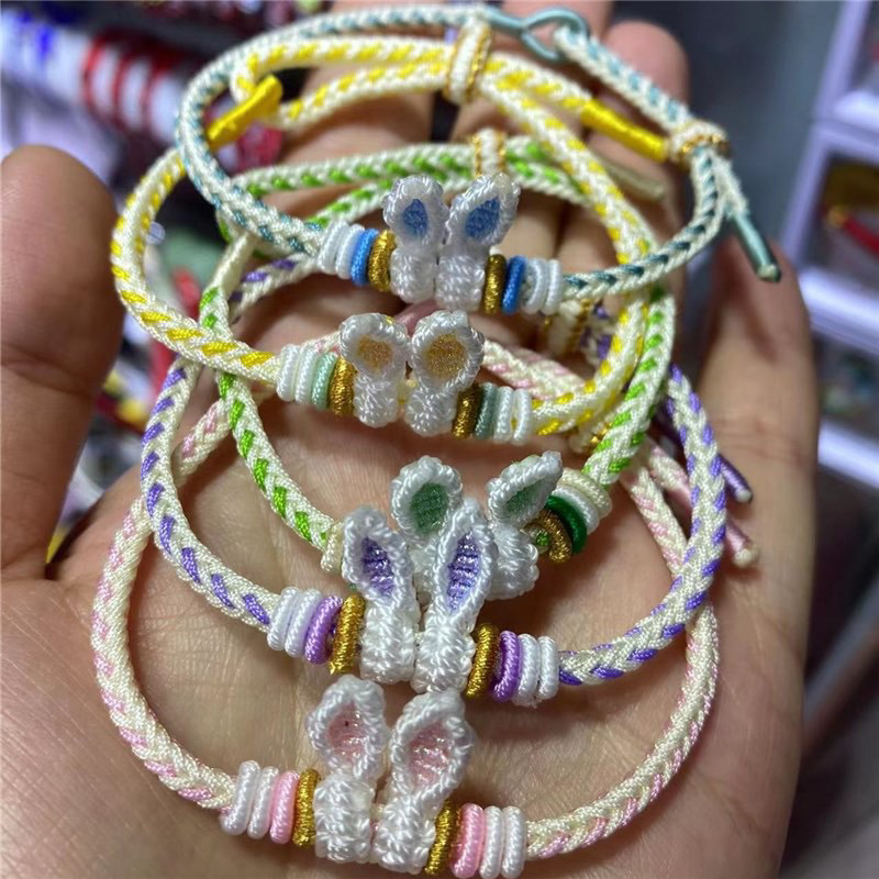 GELANG TALI RAJUT SERUT KELINCI BISA DIISI MAINAN EMAS ATAU XUPING UNTUK DEWASA / ANAK