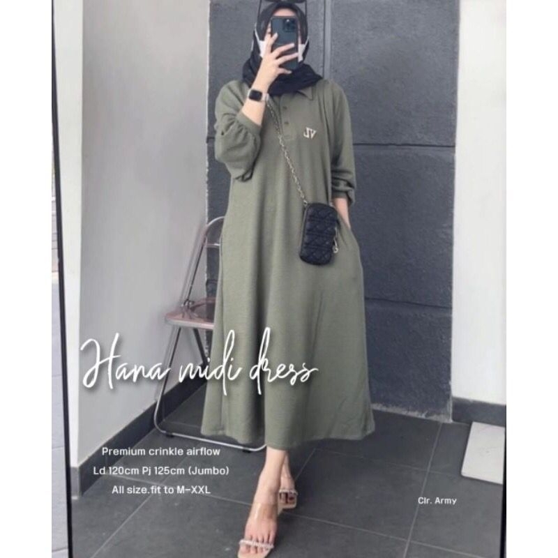 DRESS MUSLIM, Fashion Muslim, baju wanita, dress, gamis, Baju gamis, fashion wanita, Hana Midi Dress