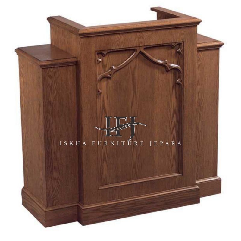 MIMBAR GEREJA MINIMALIS JATI_PODIUM GEREJA KAYU JATI