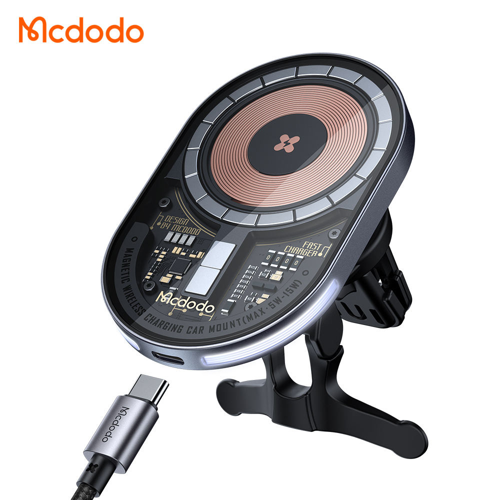 MCDODO Car Holder Wireless Magsafe 15W Anti Panas 19 titik Magnet Kuat