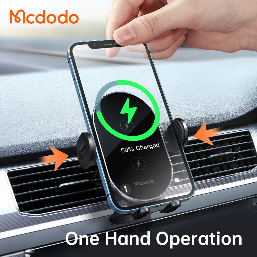 Mcdodo Car Holder Mobil 15W Dual Coils Wireless Fast Charging Dashboard &amp; Ac Vent CH-1600