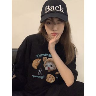 Raglan T Shirt Puppies And Desserts Kaos Oversize Baju Korean Style Wanita Ootd Atasan Wanita Kekinian Fashion