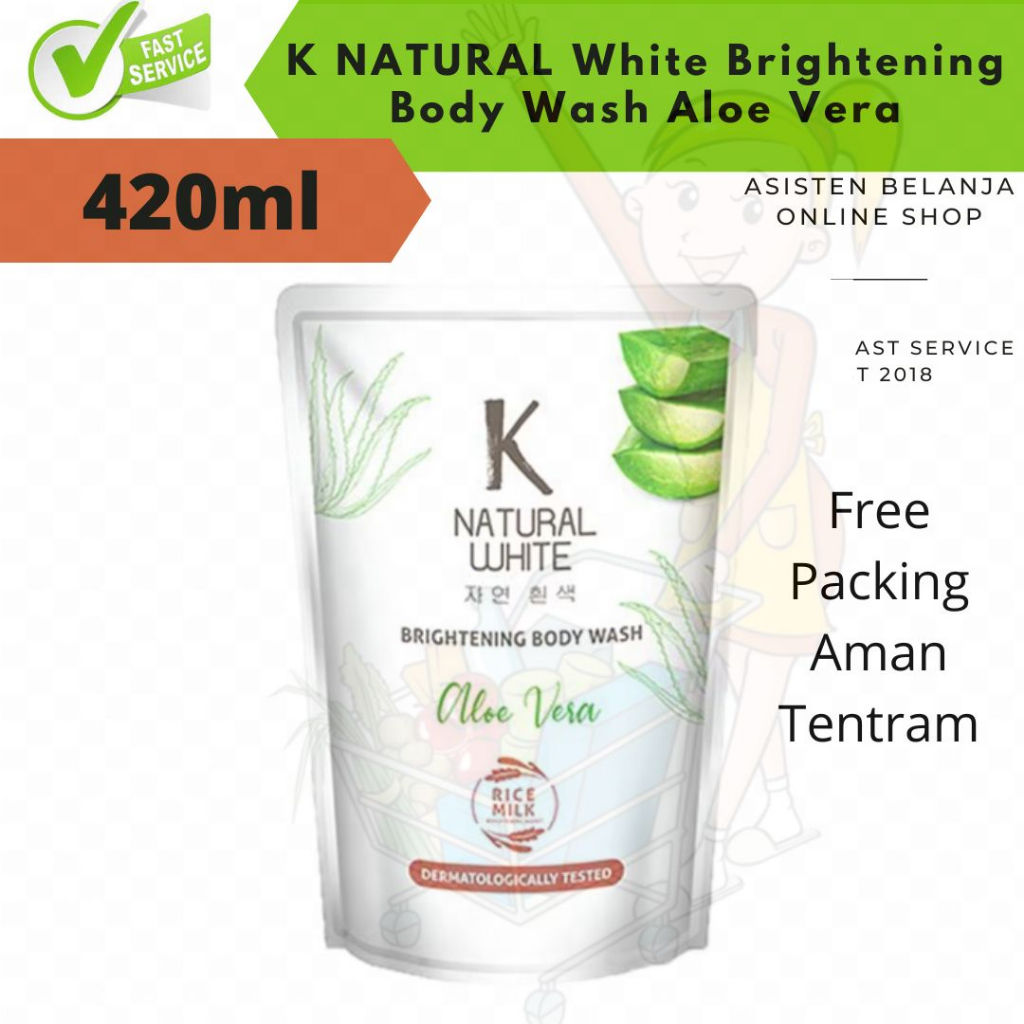 K Natural White 420ml Sabun Beras Mandi Cair BodyWash Brightening Soap Whitening Knatural Aloe Vera 420 ml