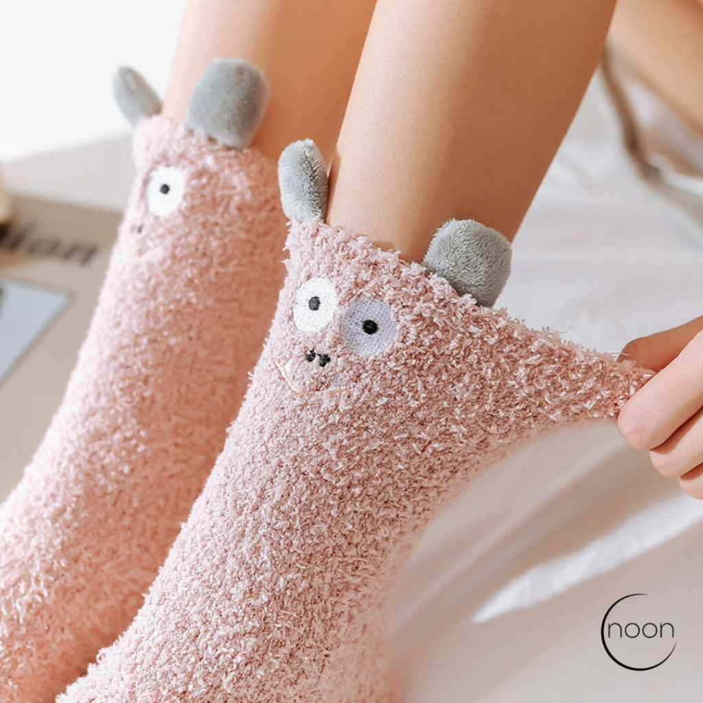 NOON ( troll / 트롤 ) Kaos Kaki Tidur Panjang Wanita Korea Dewasa Tebal Hangat Winter Socks Panjang Sebetis Lucu Anti Slip Korean Hidden Invisible Style Anak Polos SMA Yoga Miniso Muslimah Sekolah Olahraga Perempuan Motif Imut Import Grosir Lusinan Murah