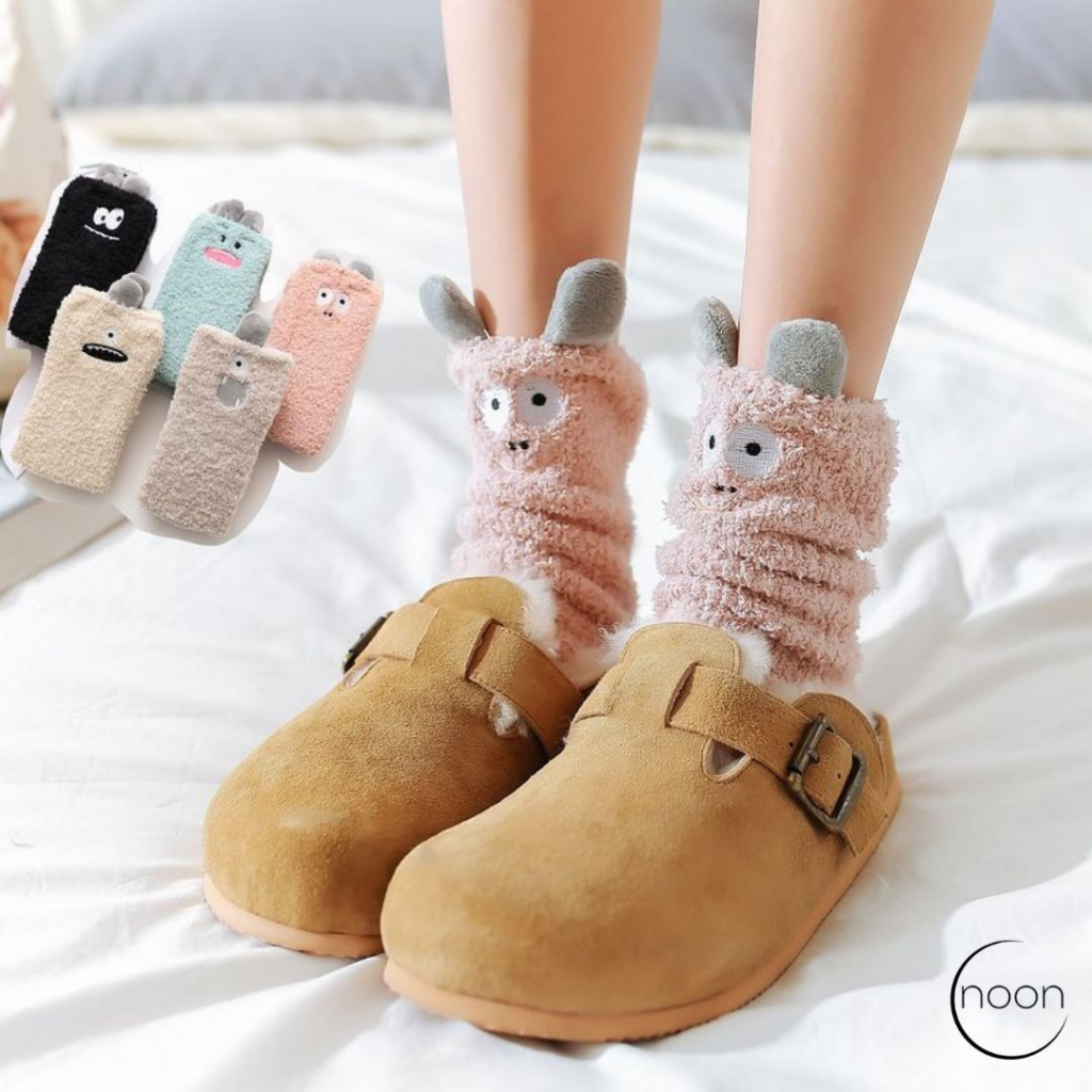 NOON ( troll / 트롤 ) Kaos Kaki Tidur Panjang Wanita Korea Dewasa Tebal Hangat Winter Socks Panjang Sebetis Lucu Anti Slip Korean Hidden Invisible Style Anak Polos SMA Yoga Miniso Muslimah Sekolah Olahraga Perempuan Motif Imut Import Grosir Lusinan Murah