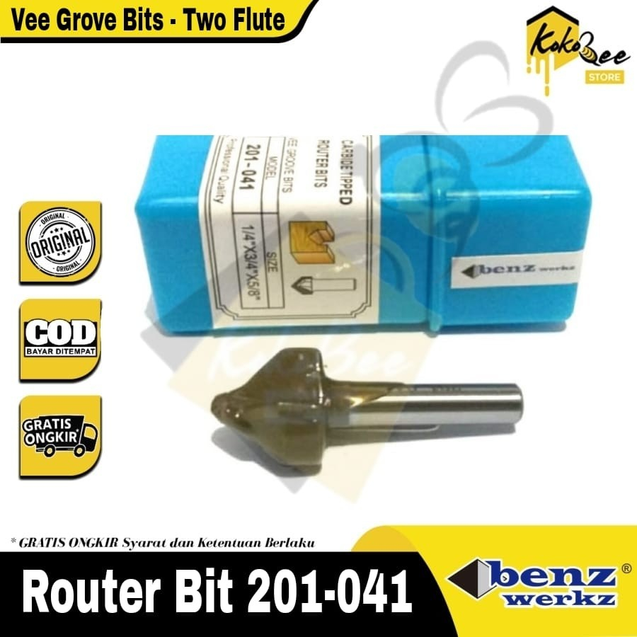 Mata profil router vee grove bit 19 mm x 1/4" 201-041 benz werkz - router bits 201-041 benz werkz