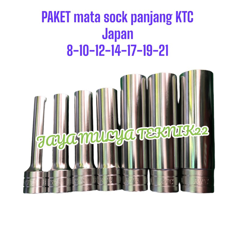 PAKET Mata sock panjang KTC Japan 8-10-12-14-17-19-21 / Alat bengkel berkualitas