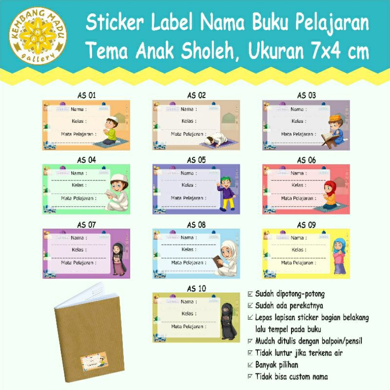 

Sticker Label Nama Buku Pelajaran Tema Anak Sholeh