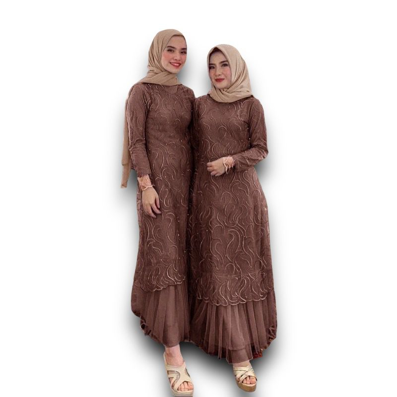GAMIS MAXI TANIA/ SIZE M-L-XL-XXL/ BAHAN TILE RUBY MUTIARA/ GAMIS PESTA/ GAMIS FASHION MUSLIM/ GAMIS