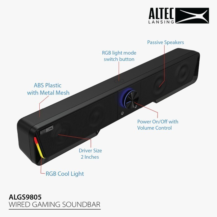 Speaker Altec Lansing Soundbar ALGS9805 RGB (Bisa Komputer HP Laptop)