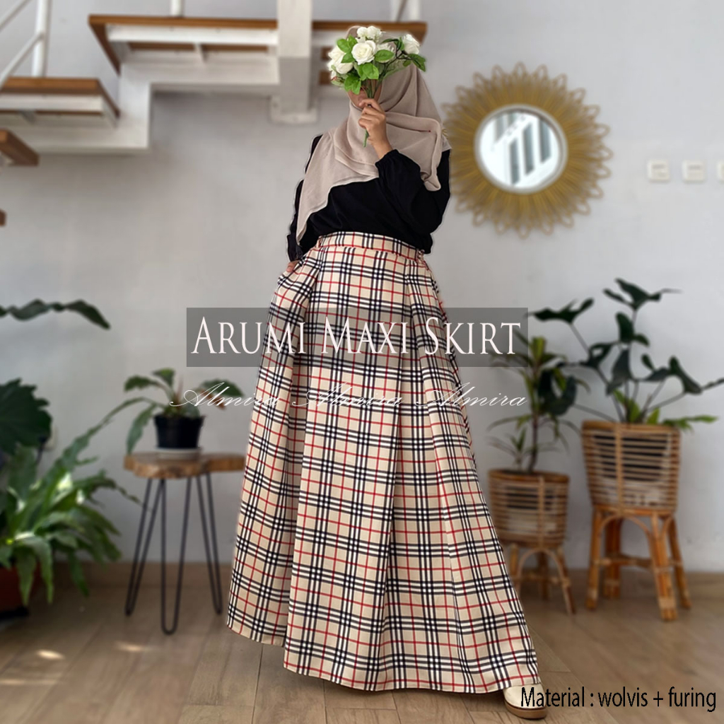 Rok Tartan Panjang Motif Kotak  Arumi Skirt Griyaraditya Almira