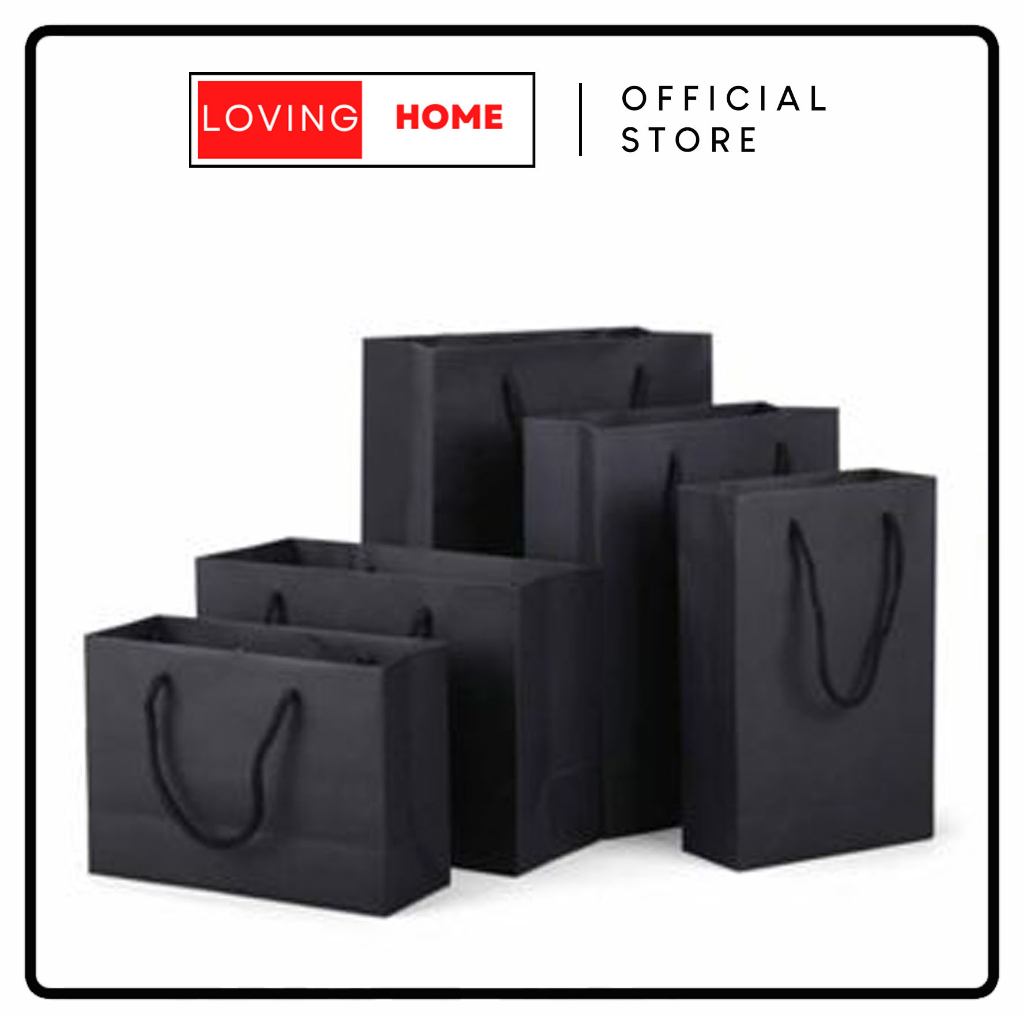 

LOVING HOME - Paper Bag Hitam Black Kantong Goodie Bag Craft Hitam Black Elegan Bungkus Kemasan Hesti Seller