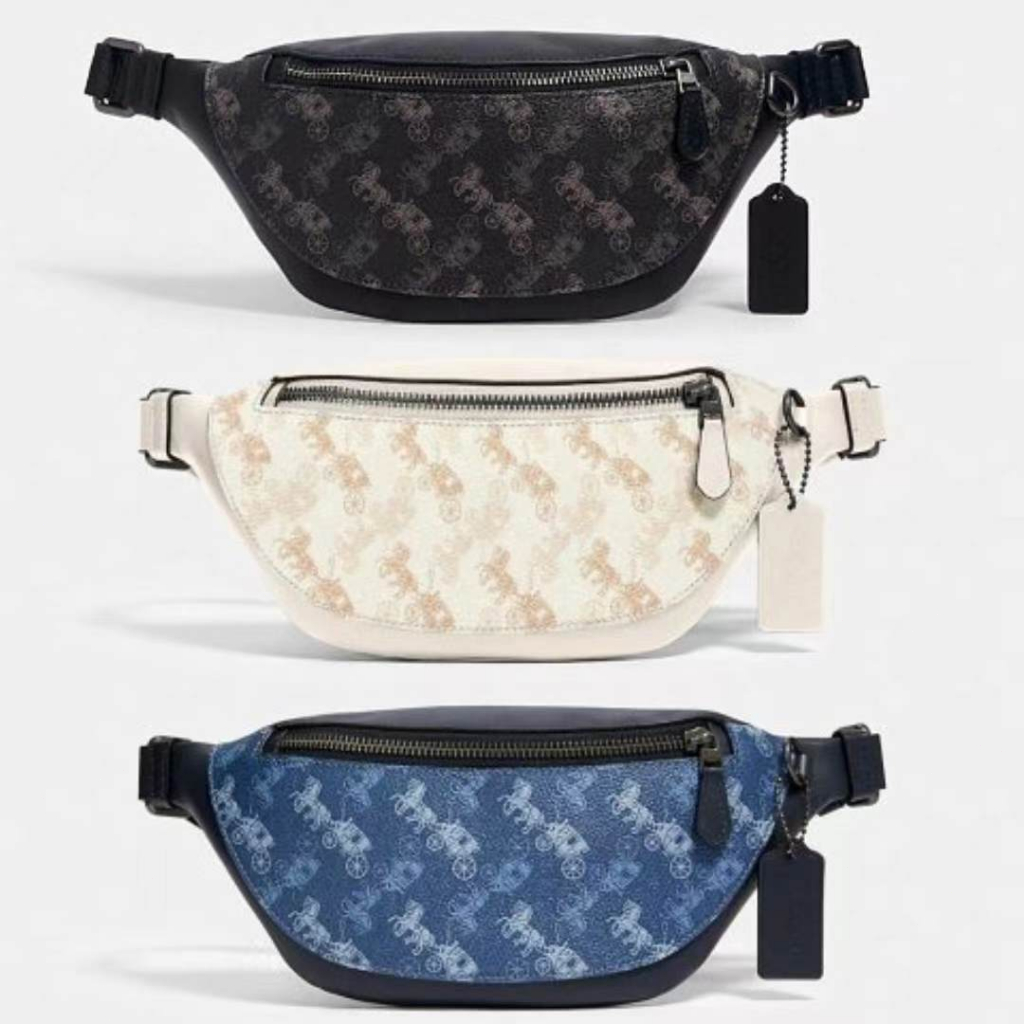 mini  Coach Original 376 New Unisex Chest Bag Chest Bag Cowhide Panel Horse Pulling Cart Pattern  yaobao