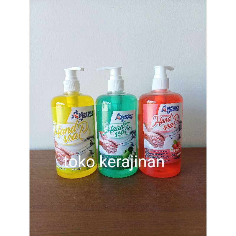 Sabun Cuci Tangan Handsoap Aryanz botol pump 500ml pompa Apel Strawberry Lemon