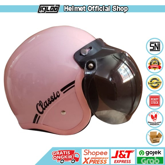Helm Bogo Retro List Pink Leono - Classic Pink