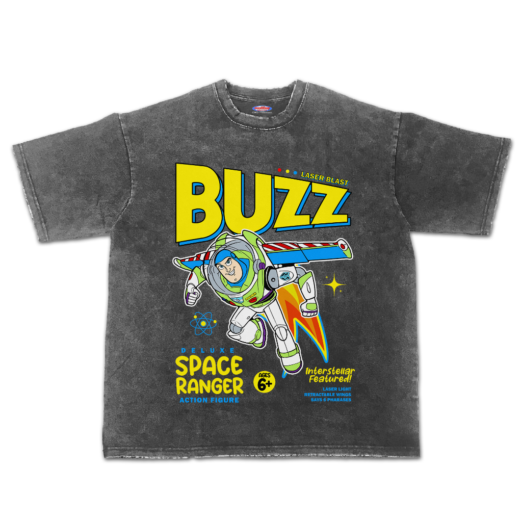 Kaos Buzz Lightyear Toy Story Oversize Stone Wash