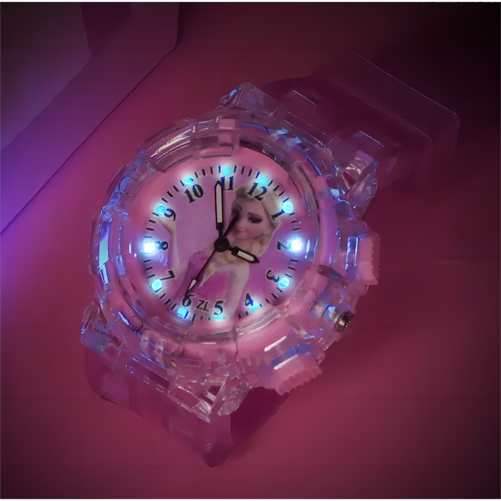 Jam Tangan Anak Perempuan Hello Kitty Lampu LED Jam Tangan Anak untuk Anak Laki-laki Perempuan Siswa Jam Digital Warna-warni Kilat Kualitas Tinggi