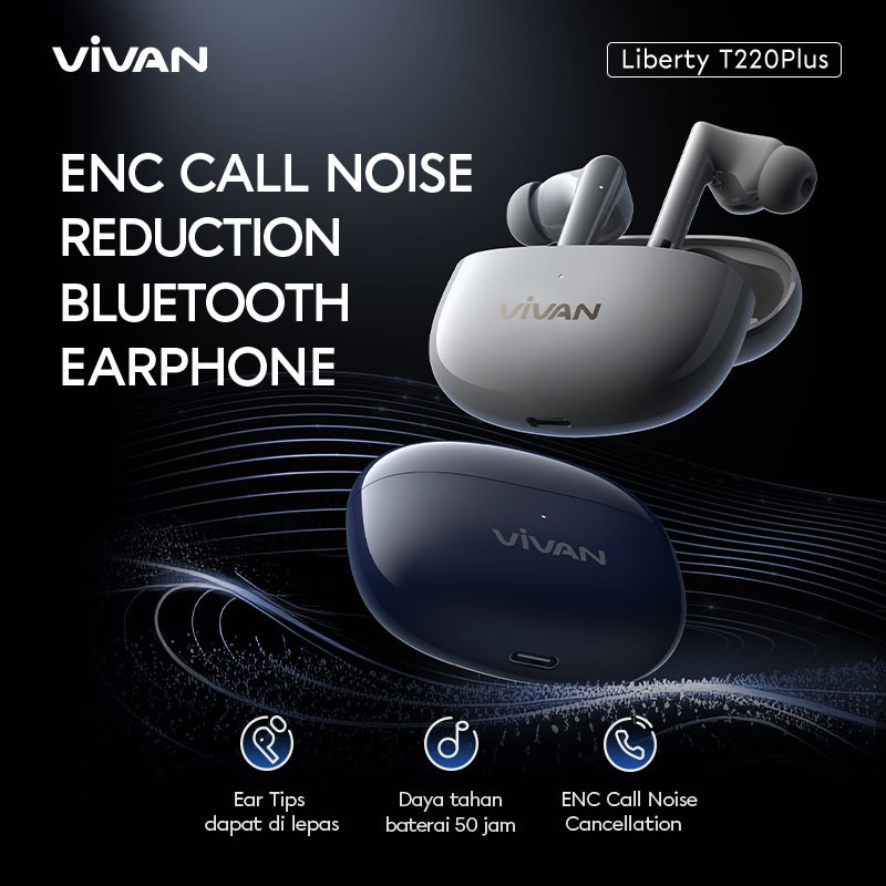 VIVAN TWS T220 Plus True Wireless Bluetooth Earphone Earbuds - Garansi Resmi 1 Tahun