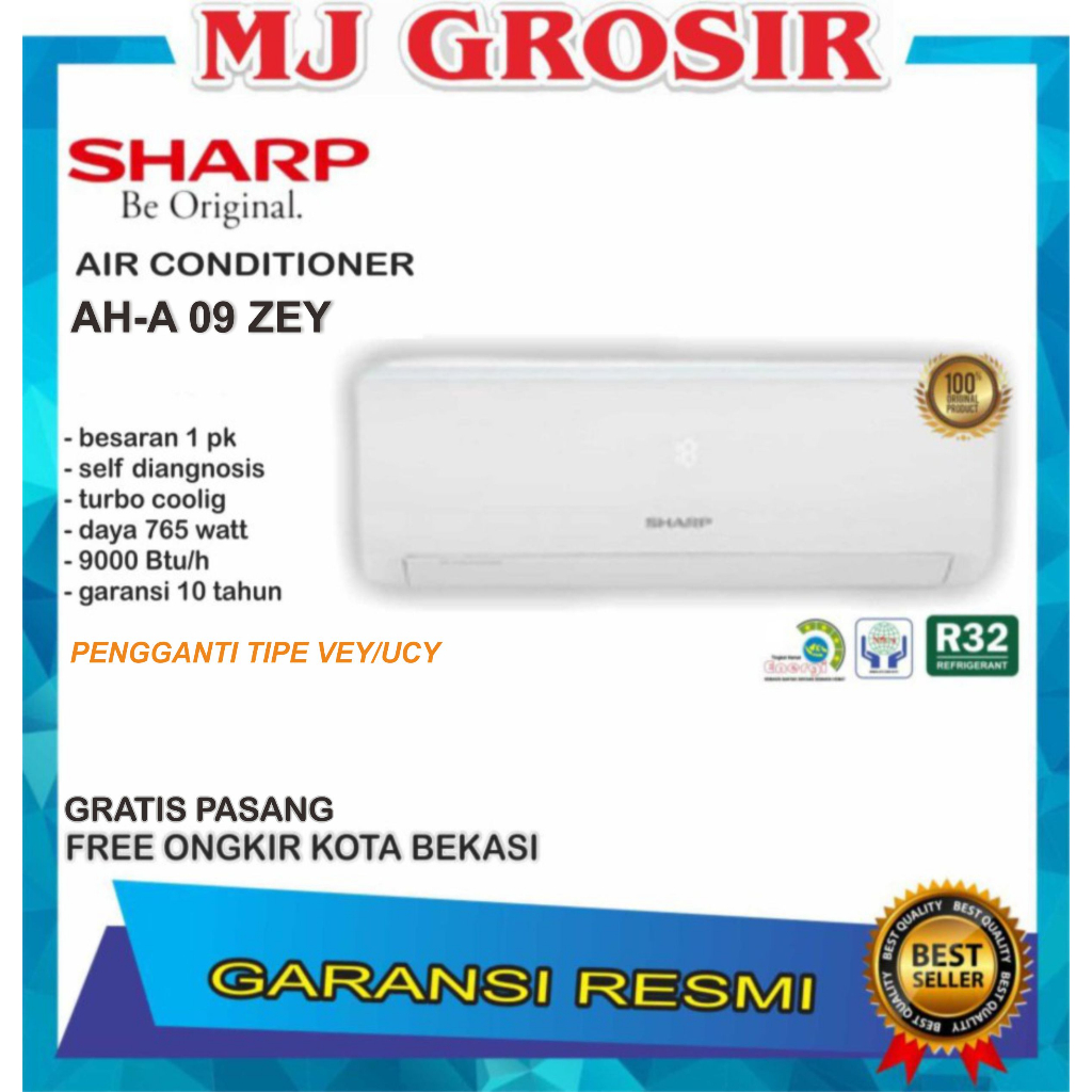 AC SHARP AH-A 09 ZCY / 09 VEY  / 09 ZEY 1 PK + PASANG R32 LOW WATT