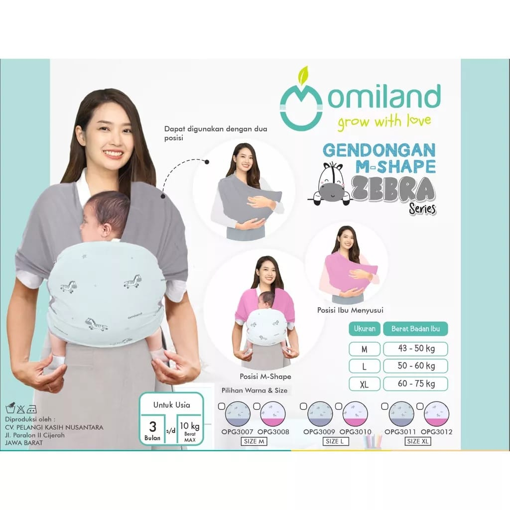 Omiland OPG301 Gendongan M-Shape Size M/L/XL Zebra Series