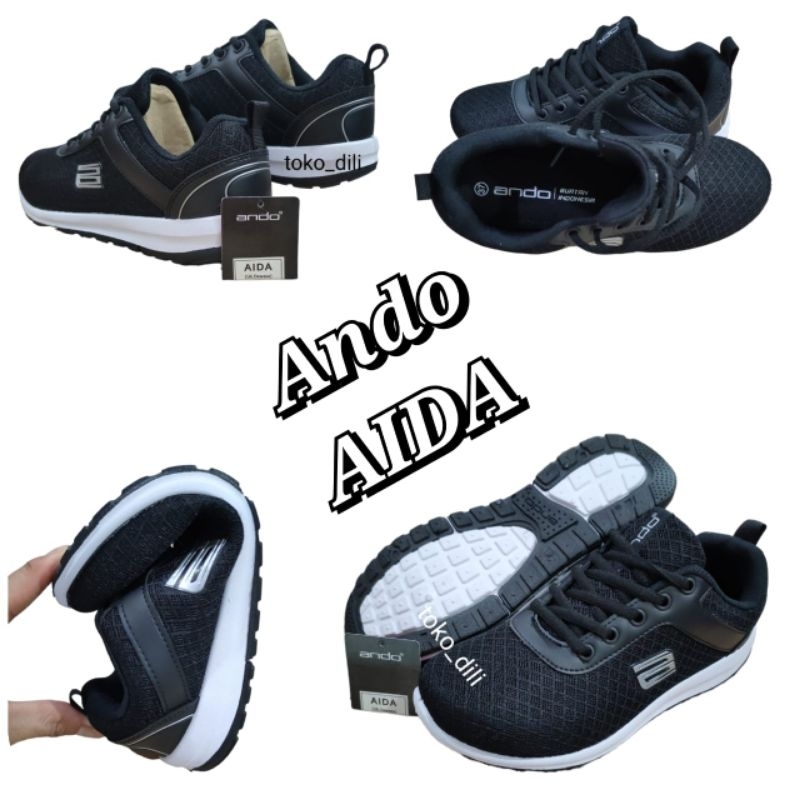 Sepatu Ando 33/36 tali Hitam/ Putih Di jamin Original.