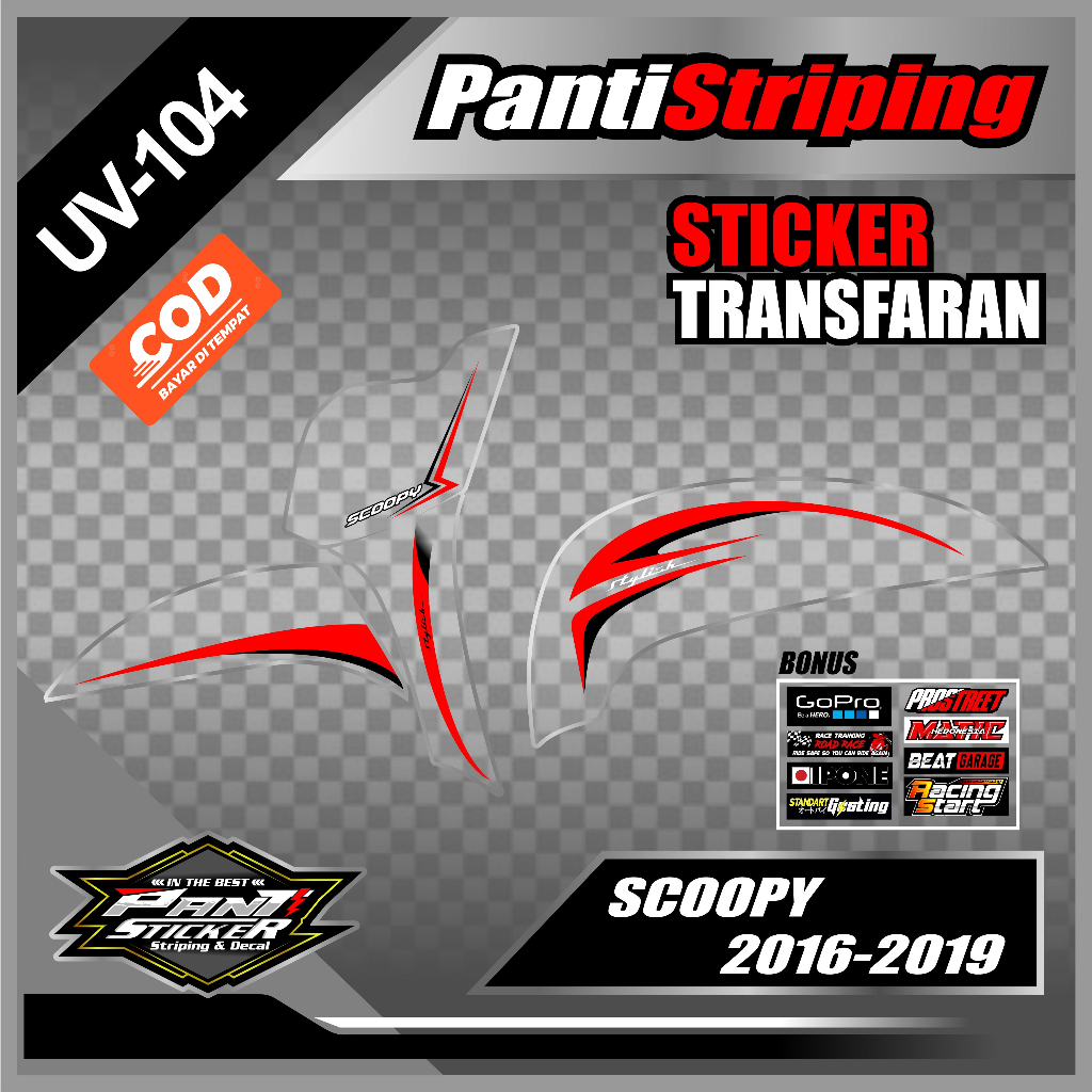 Sticker Pelindung Bodi Motor Scoopy 2016,2017,2018,2019 // Striping Transparan Scoopy List Simple De