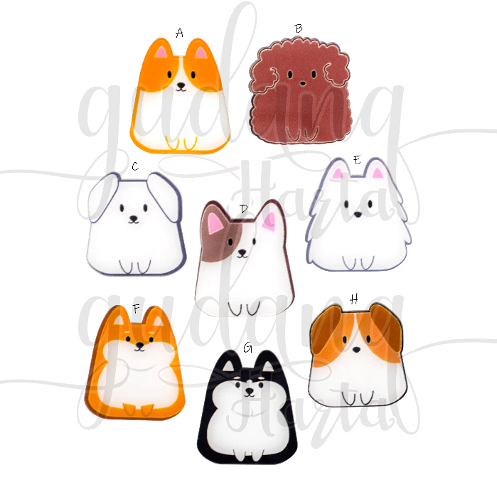 Pin Akrilik Stay Chubby Dog Bros Tas Motif Hewan Anjing Berdiri Lucu Unik GH 208523