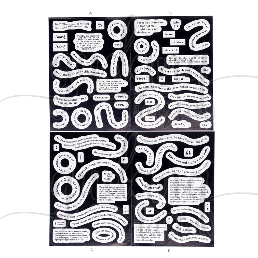 Stiker Black And White Lettering Sticker Motif Aesthetic Unik DIY Scrapbook GH 303367