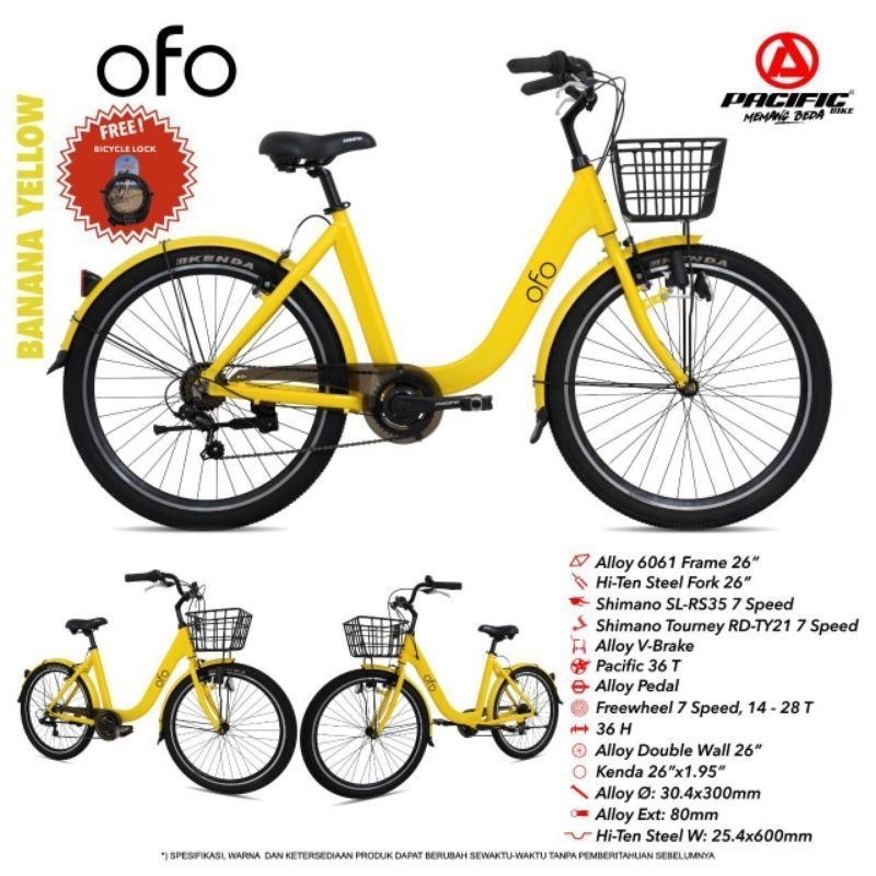 Sepeda Mini Keranjang Ukuran 26 inch CTB Pasific OFO 7 Speed