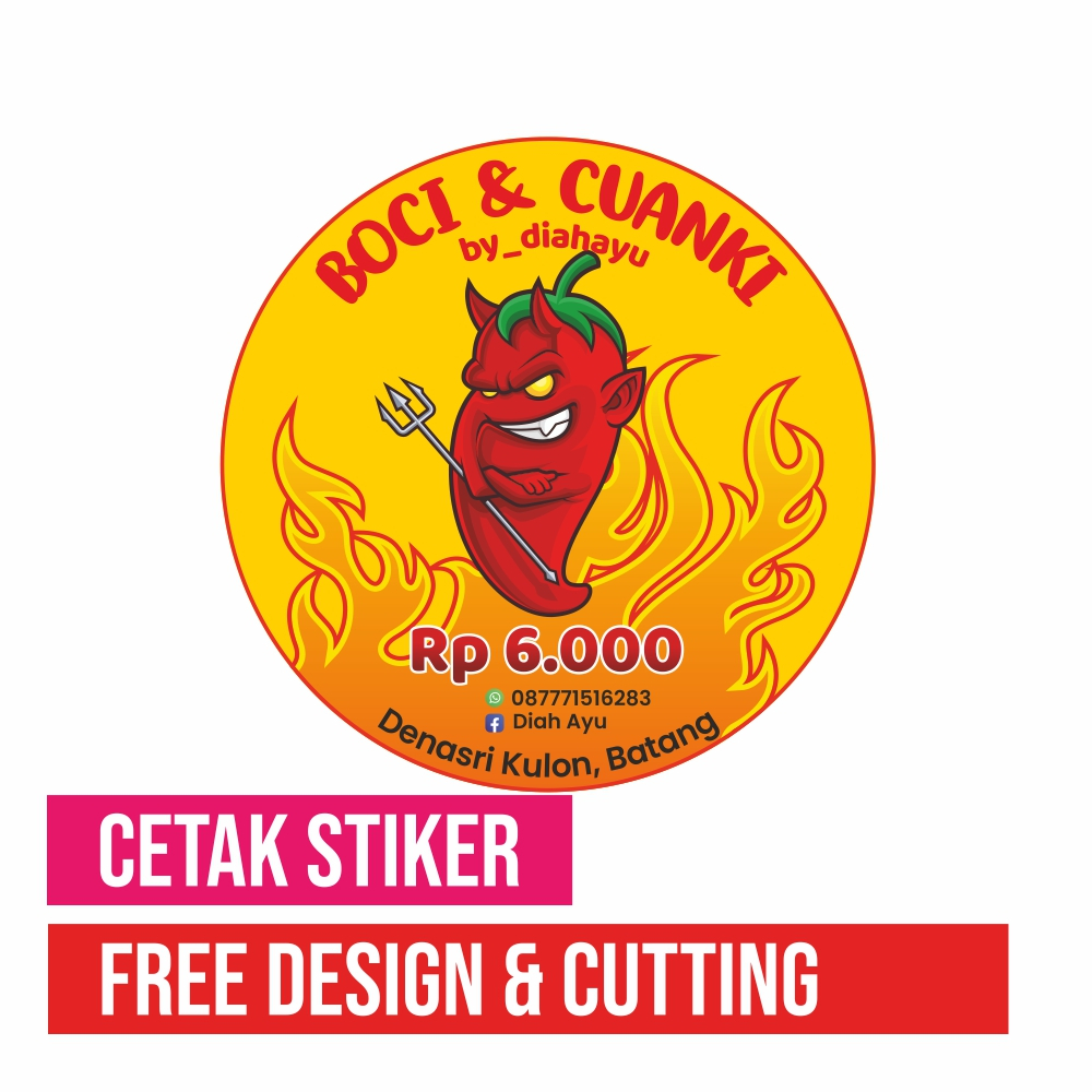 

cetak stiker label, free cutting & free design