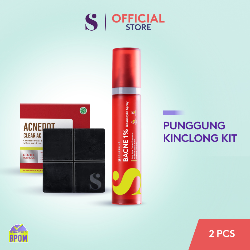 SOMETHINC [2 PCS] Punggung Kinclong Kit (Bacne 1% Biosalicylic Spray &amp; Acnedot Clear AC Body Soap) - Sabun Jerawat - Krim Pencerah Ketiak
