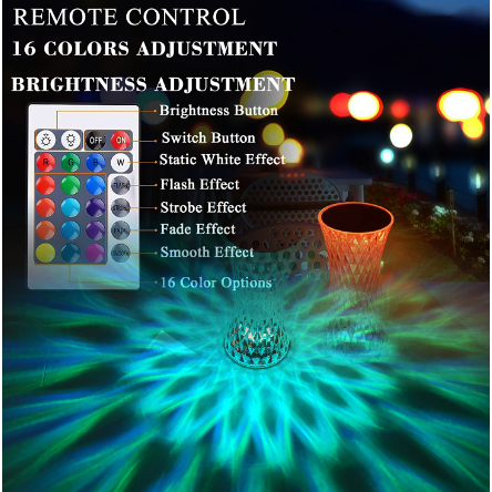 LAMPU HIAS / LAMPU MEJA CRYSTAL / LAMPU LED CRYSTAL DIAMOND TABEL LAMPU 12 WARNA / 12 COLOUR LIGHT RGB / LAMPU