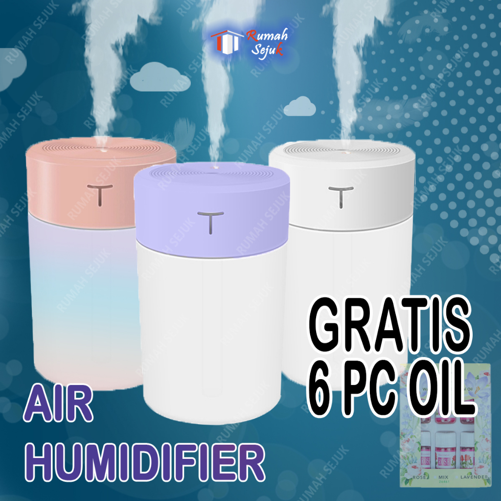 Diffuser Humidifier GRATIS Oil Botol Essential Oil Disfuser Aromaterapi Pewangi Ruangan Humidifier Disfuser