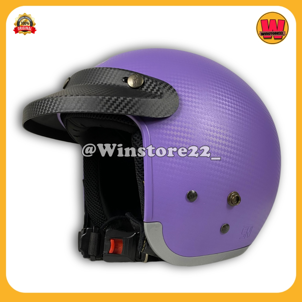 Helm Sepeda Motor Half Face Bogo Cargloss Injak Carbon Original warna Black Cream Silver PInk & Maro
