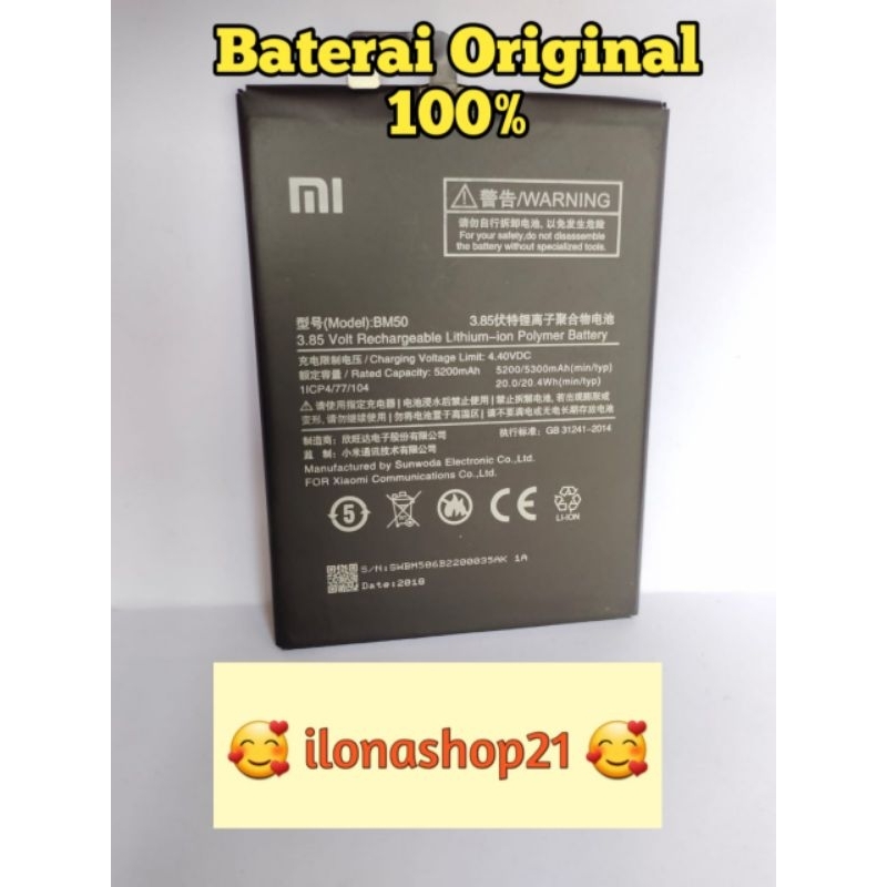 baterai xiaomi mi max 2/batre mi max 2 BM50 ORIGINAL 100%