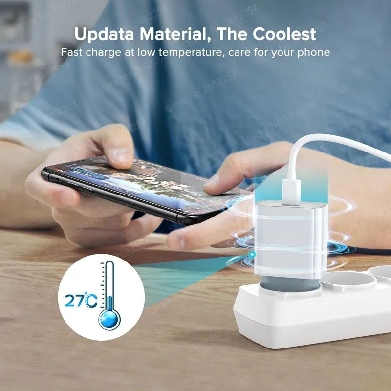 ROCKET Charger PD 20W 2.4A Fast Charging Adaptor QC3.0 Type-C Lightning Adapter untuk Iphone 12 X Xs 8 Oppo Xiaomi Phone