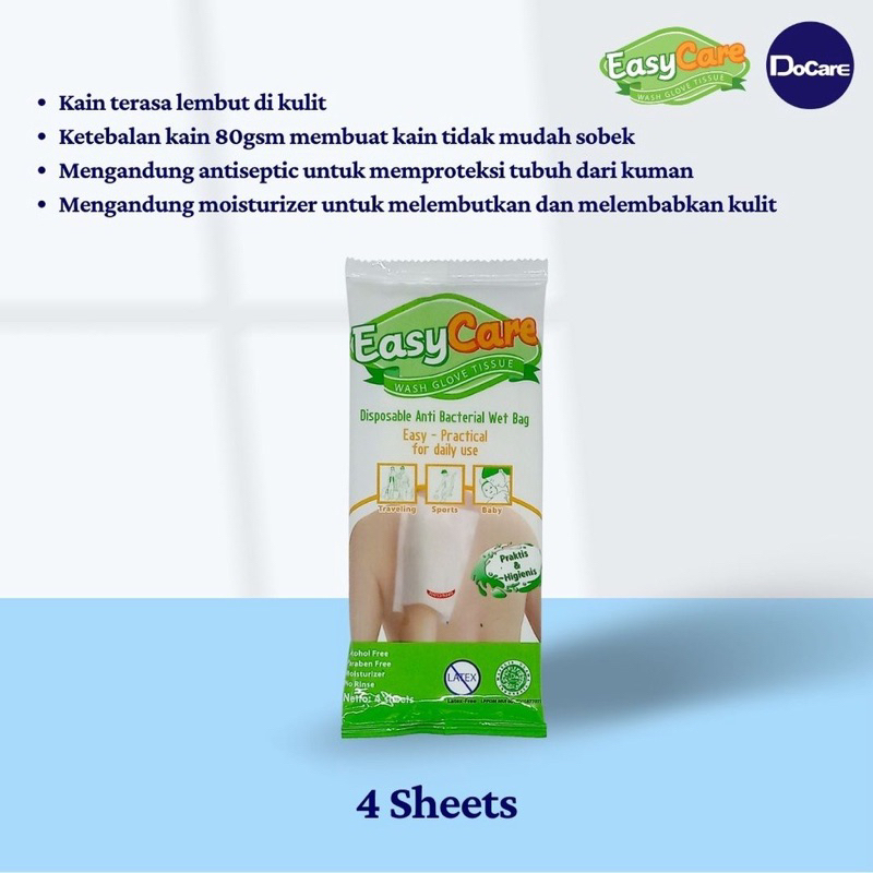 Medishield by Paseo Wet Wash Glove Tisu Tissue Basah Waslap Traveling Umroh Ibadah Haji Seka Bayi Pasien // DoCare Do Care Tisu Waslap WASHGLOVE Seka Tubuh  HALAL MUI KEMENKES BPOM  EASYCARE WET GLOVE NON PARFUME