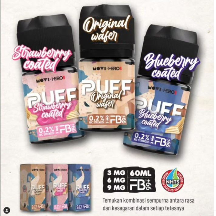 Puff Strawberry Wafer 60ml 3mg 6mg 9mg by Movi x Hero57