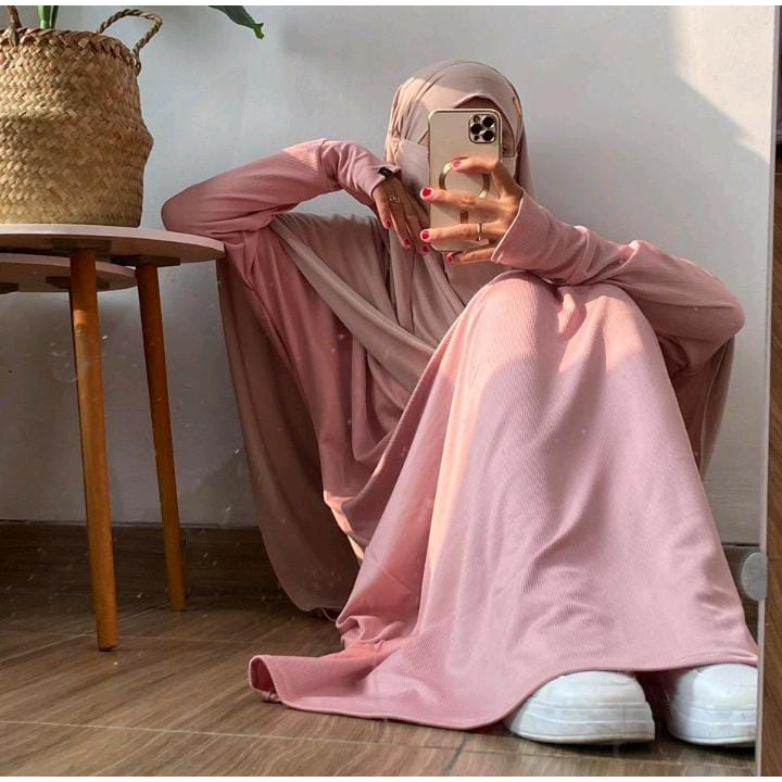 Abaya knit sheira/abaya rib knit batwing(Abaya saja)