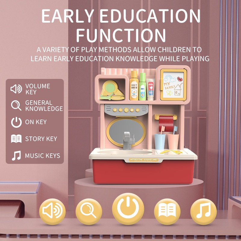 Washing Table Pretend Play Mainan Wastafel Mainan Cuci Tangan
