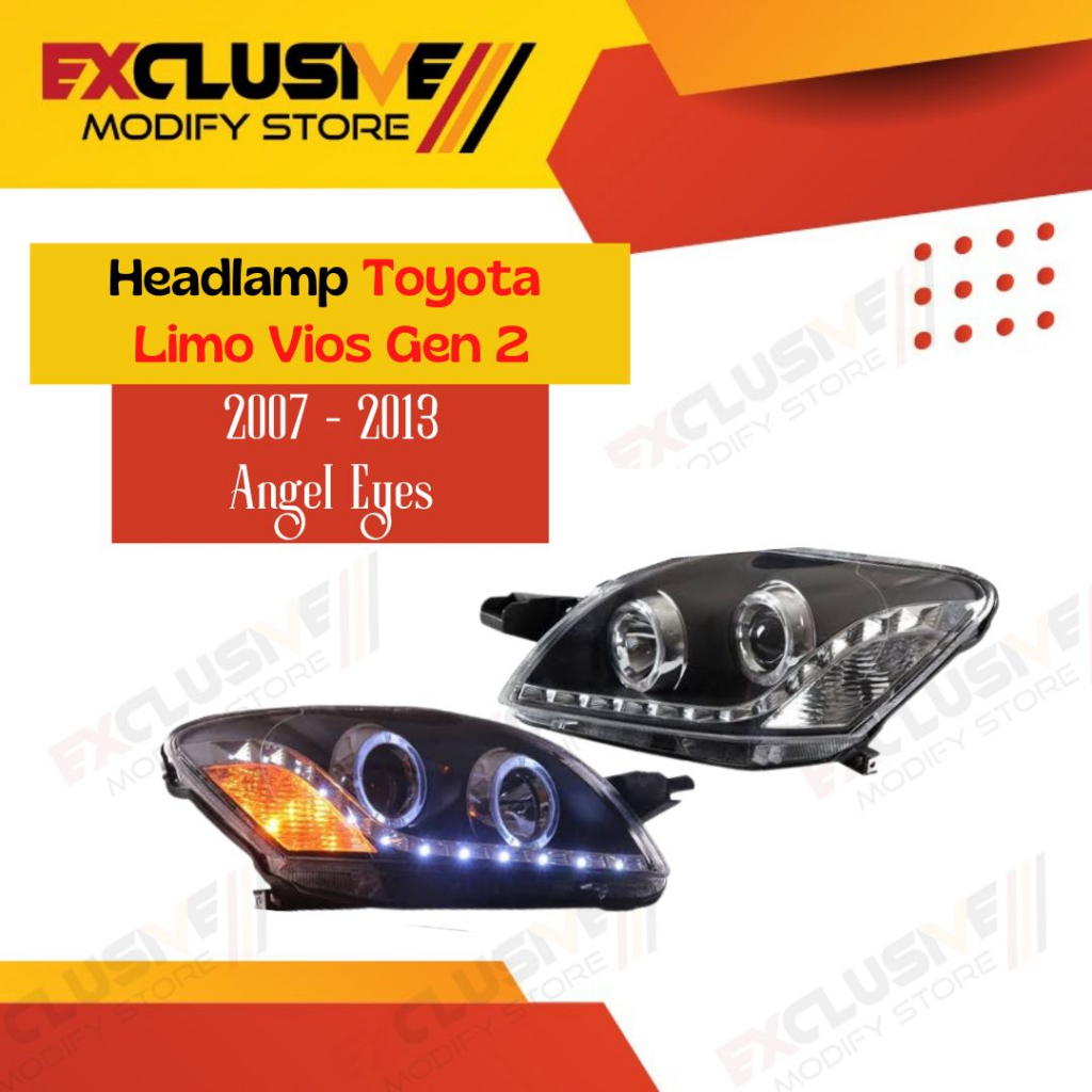 HEADLAMP LIMO VIOS GEN 2 2007-2013 ANGEL EYES PROJECTOR STARLINE