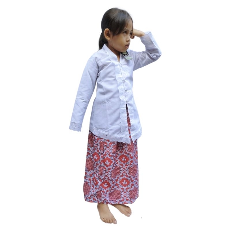 SALE_Stelan baju kebaya anak sekolah TK &amp; SD/kebaya anak rok merah/seragam baju kebaya anak sekolah /stelan baju kebaya putih