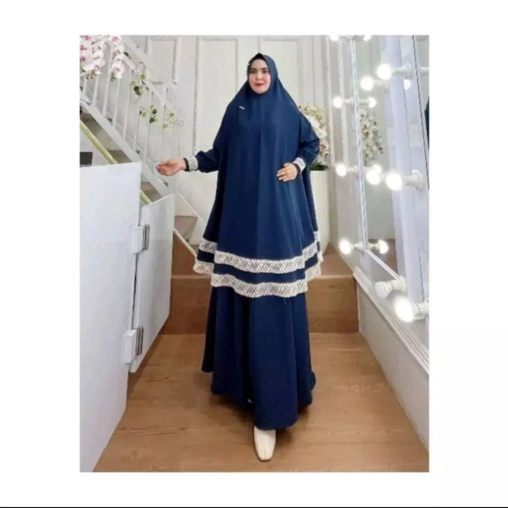 Ns Fc Najibah Gamis Syari Asdf Citana + Krudung Dan Cadar Crinkle Airflow Fashion Muslim Wanita OOTD Dewasa Kekinian Baju Muslim Pengajian Perempuan