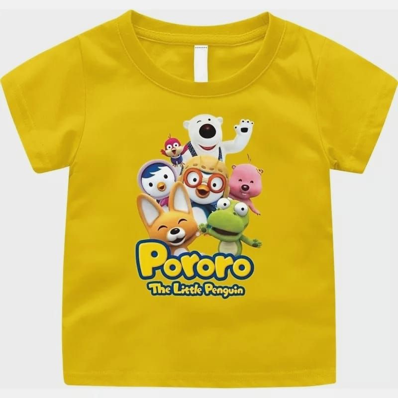 Kaos sablon dtf anak gambar pororo viral unisex 3-13 tahun